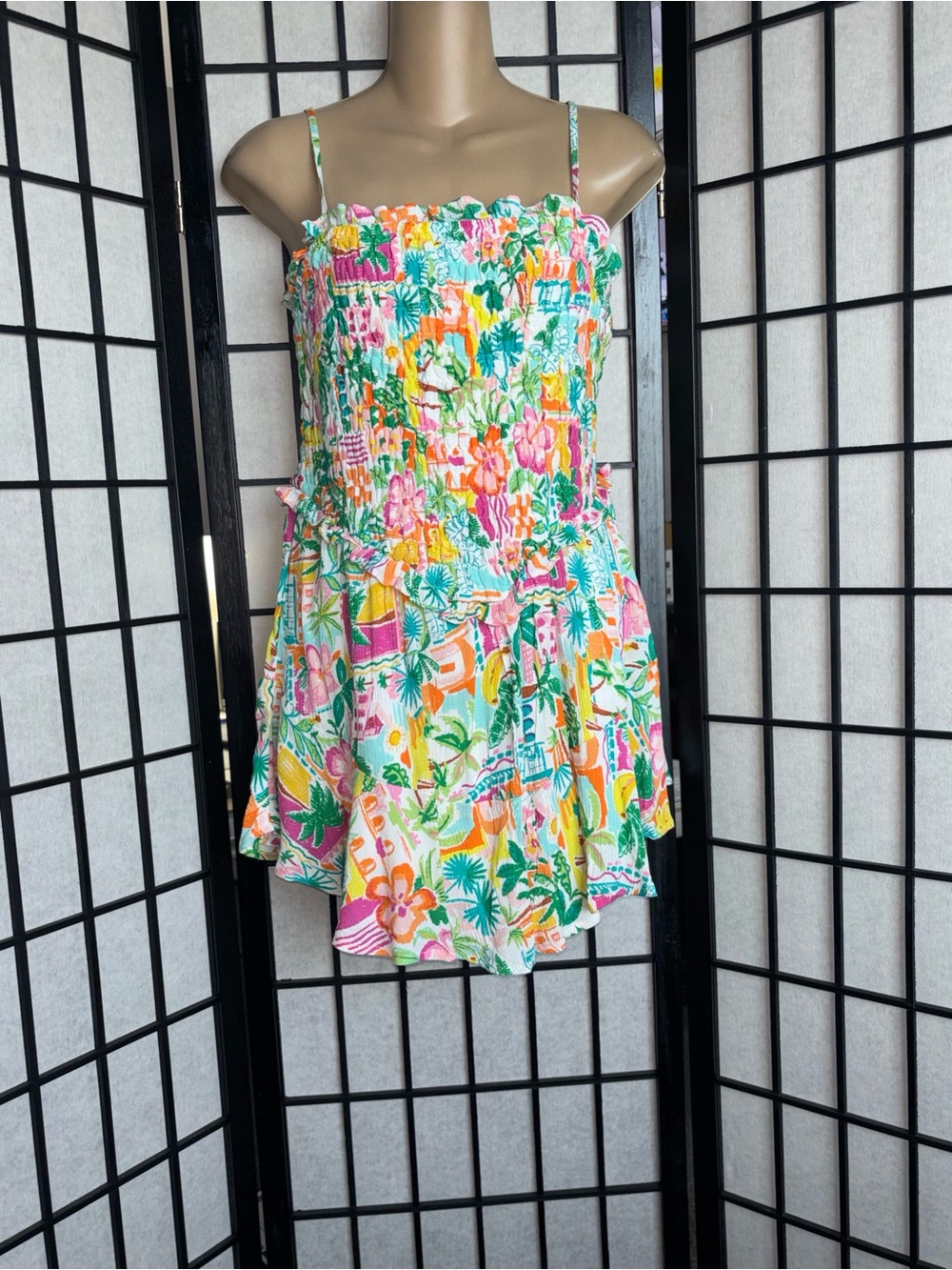 No Boundaries WOMEN’S SMOCKED ROMPER |Tropical Print | Size: MED | NWOT |